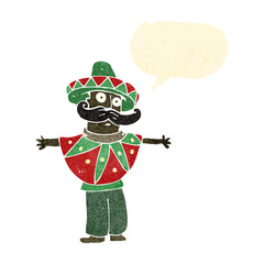 retro cartoon man in mexican outfit