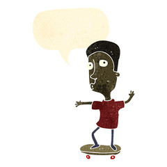 Obraz na płótnie Canvas retro cartoon boy on skateboard
