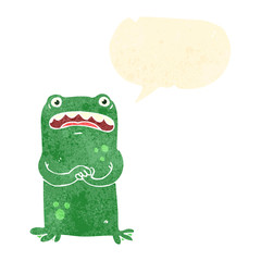 retro cartoon nervous frog