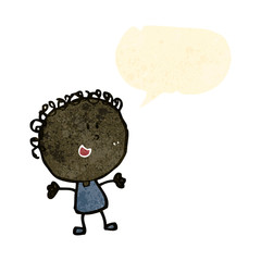 retro cartoon happy doodle woman