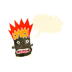 retro cartoon man with exploding head