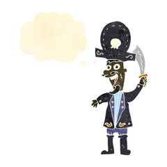 Obraz na płótnie Canvas retro cartoon happy pirate with thought bubble