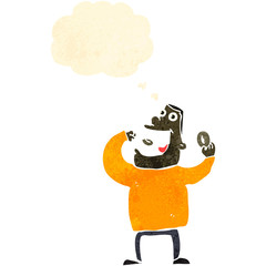 retro cartoon man eating donuts