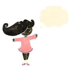 retro cartoon girl with thought bubble
