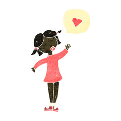retro cartoon woman with love heart
