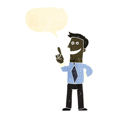 retro cartoon man explaining his idea