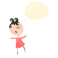 retro cartoon happy doodle girl