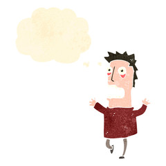 retro cartoon terrified man