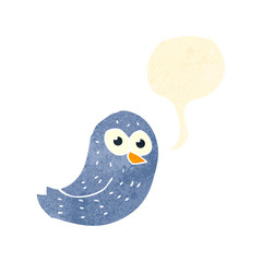 retro cartoon bird tweeting