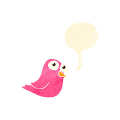 retro cartoon bird tweeting