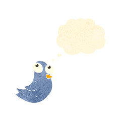 retro cartoon bird with thought bubble