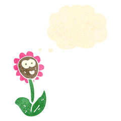 retro cartoon flower with face