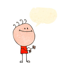 retro cartoon happy doodle man