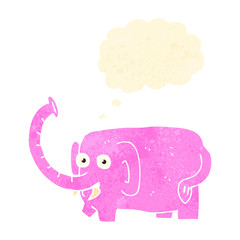 retro cartoon elephant with thought bubble