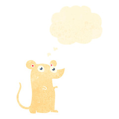 retro cartoon mouse with thought bubble