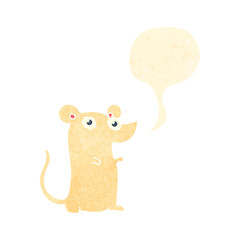 retro cartoon mouse with speech bubble