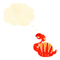 retro cartoon snake with thought bubble
