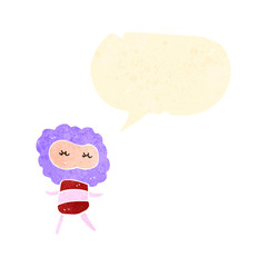 retro cartoon cute cloud head creature with  speech bubble