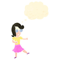 retro cartoon clever woman
