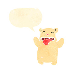 retro cartoon little polar bear with speech bubble