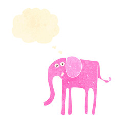 retro cartoon elephant with thought bubble