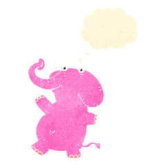 retro cartoon elephant with thought bubble