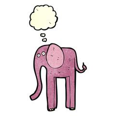 retro cartoon elephant with thought bubble