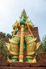 Fototapeta premium Giant statue of Thailand, Atmosphere in the rainy season.