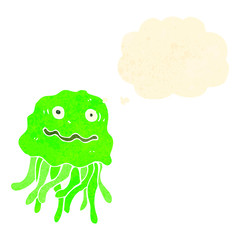 Fototapeta premium retro cartoon squid with thought bubble