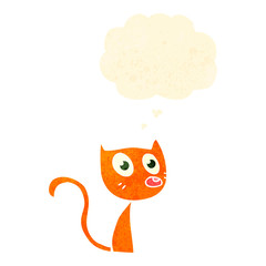 retro cartoon cat with thought bubble