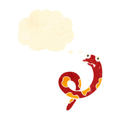 retro cartoon snake with thought bubble