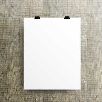 Blank poster over wooden wall. Modern Style