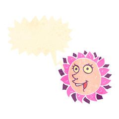 retro cartoon flower face