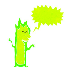 retro cartoon green flame