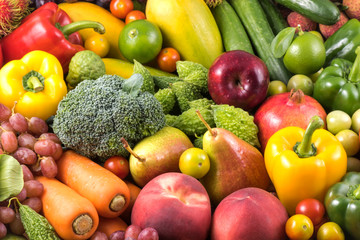 Group of fresh vegetables and fruits for healthy