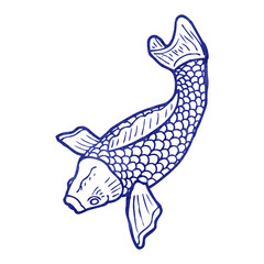 retro illustration japanese koi carp tattoo