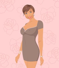 pretty girl on rose background