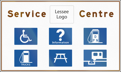 Service Centre Sign In Ontario - Canada, varios service logos and copy space for lessee logo