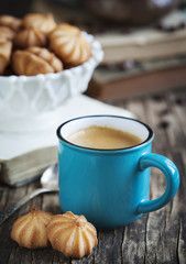 Cup of coffee and cookies. Coffee Espresso.