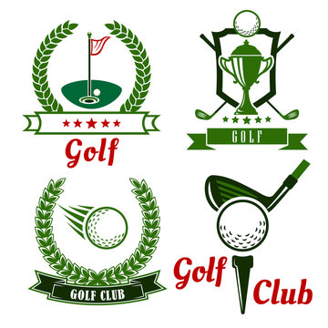 Golf game icons, emblems and symbols