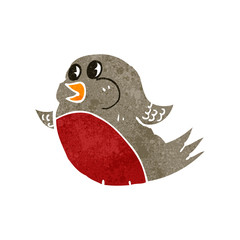 retro cartoon christmas robin