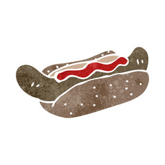 retro cartoon hotdog