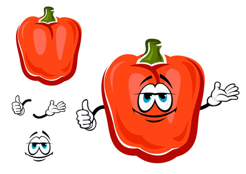 Red Bell Pepper Cartoon Vegetable