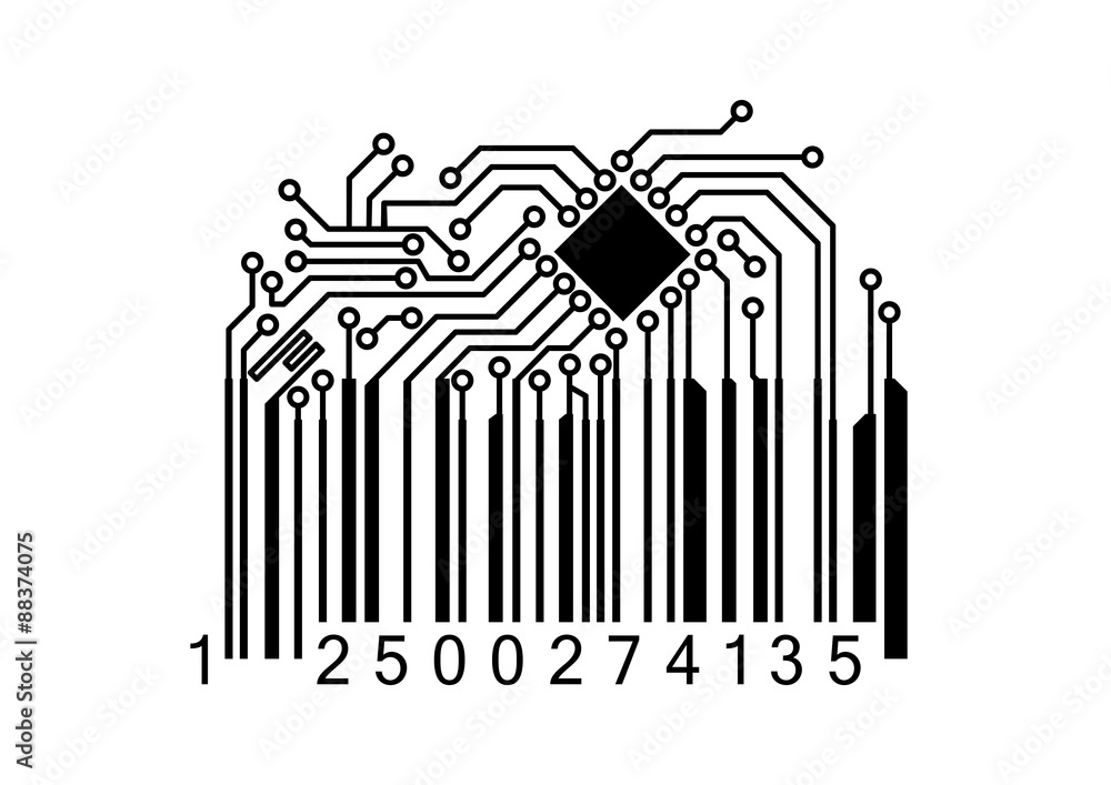 Poster bar code with computer chip