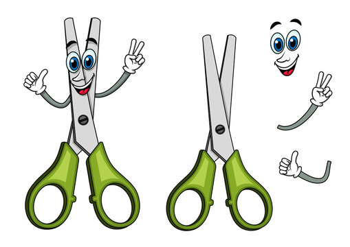 Cartoon scissors with victory gestures Stock Vector | Adobe Stock