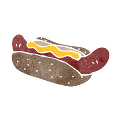 retro cartoon hotdog