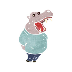 retro cartoon hippo