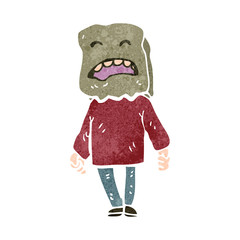 retro cartoon boy with paper bag on head