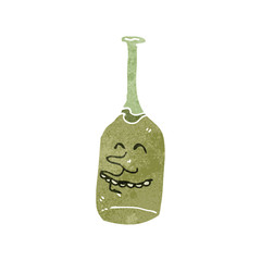 retro cartoon white wine bottle