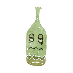 retro cartoon white wine bottle